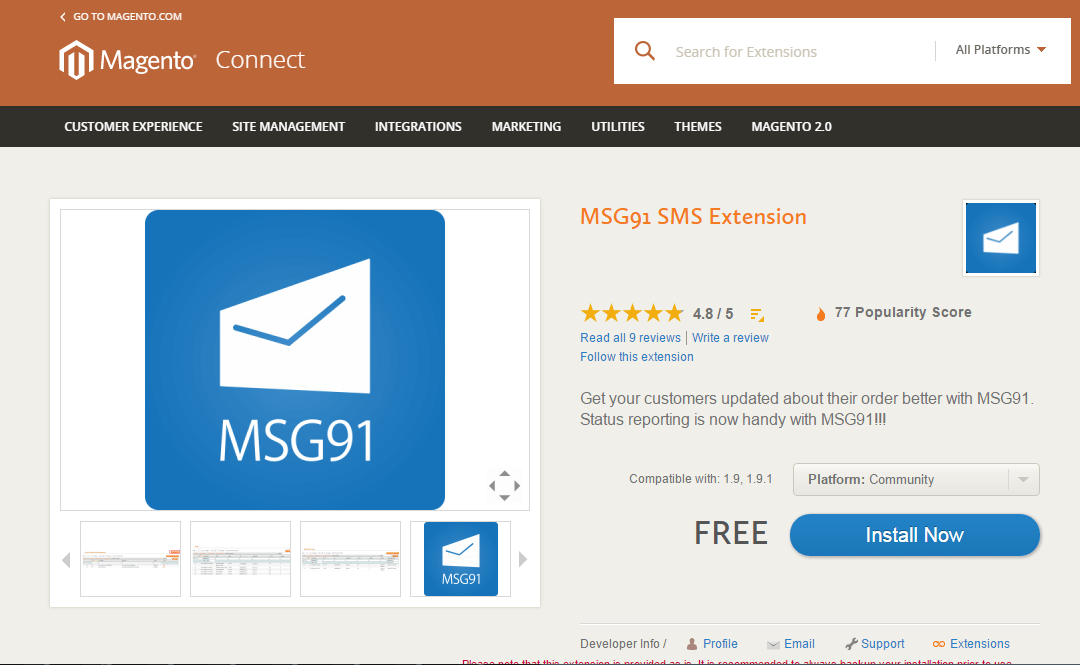 MSG91 SMS EXTENSION