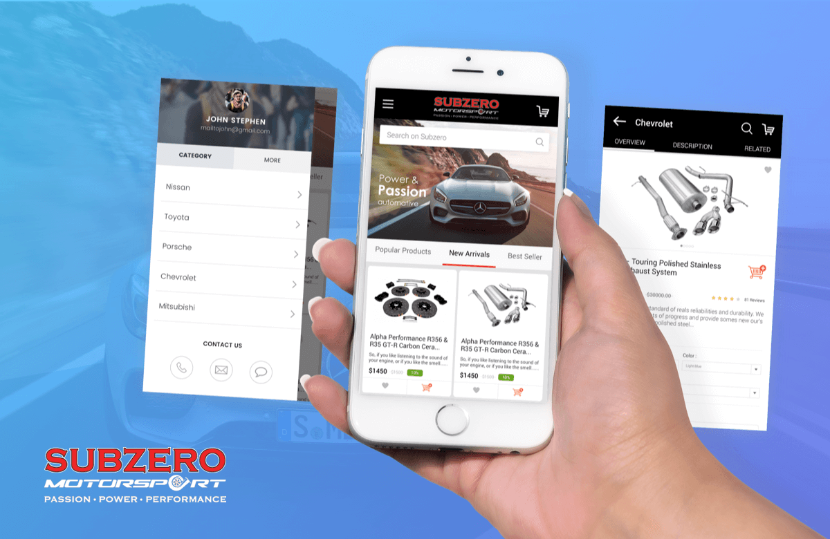 Subzero MotorSports mcommerce application Subzero MotorSports mcommerce application