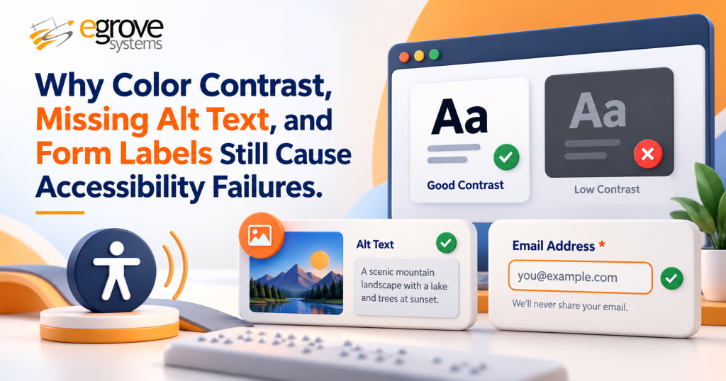 Why Color Contrast, Missing Alt Text, and Form Labels Still Cause Accessibility Failures